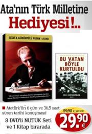 Ata'nin Türk Milletine Hediyesi -
Orijinal Kamere Kaydıyla
Atatürk'ün Nutku!
(8 DVD + 1 Kitap)